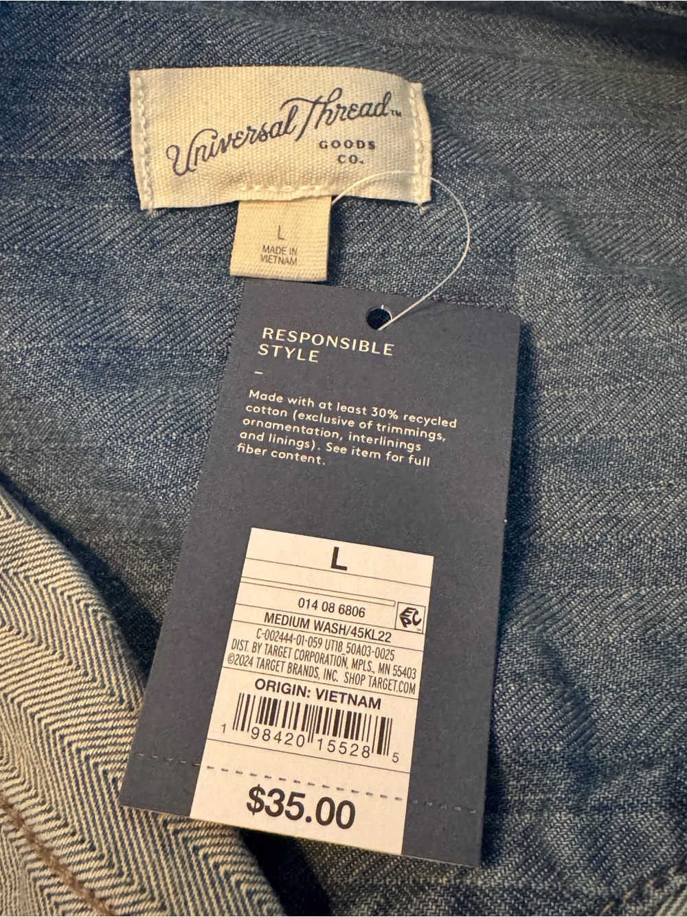 Universal Thread blue Denim Shirt Dress jacket large NWT - Picture 8 of 9